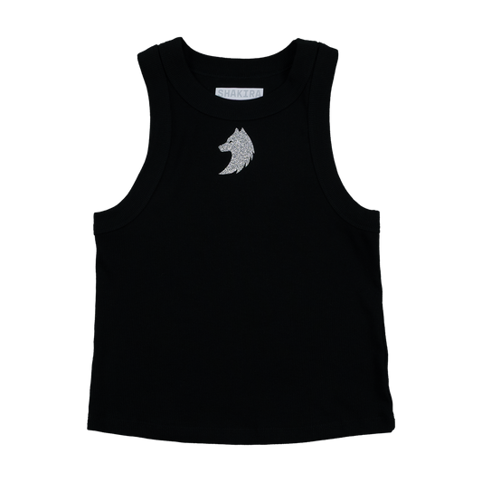 Bling Wolf Tank - Black and Silver
