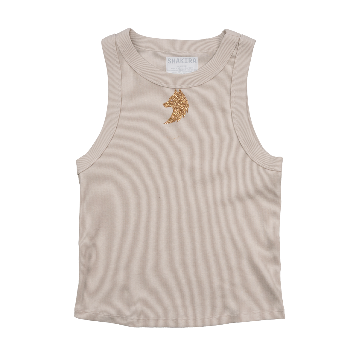 Bling Wolf Tank - Beige and Gold